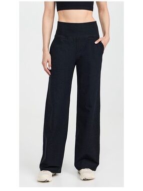 Beyond Yoga Women's Spacedye Laid Back Wide Leg Pant Black Heathered Size Large